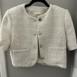 Abercrombie & Fitch Short Sleeve Collarless Tweed Jacket NWT
